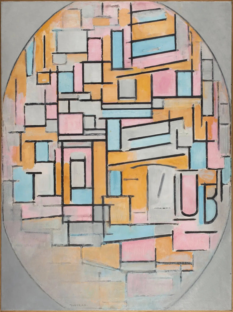 Renkli panellerle oval kompozisyon 2 - Piet Mondrian