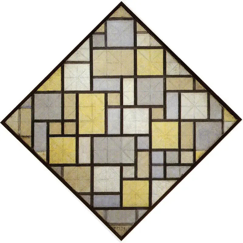 Açık renkli planlar ve gri çizgiler - Piet Mondrian