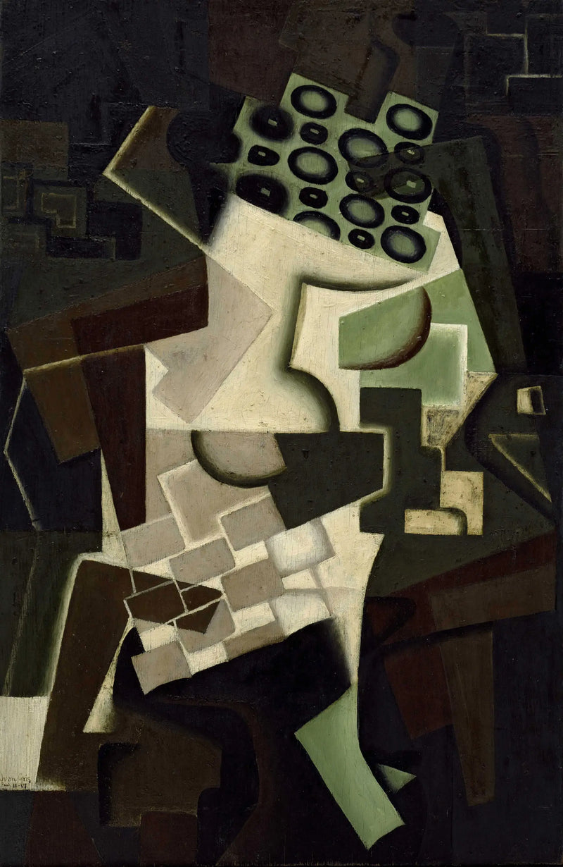 Kâse ve kareli masa örtüsü - Juan Gris