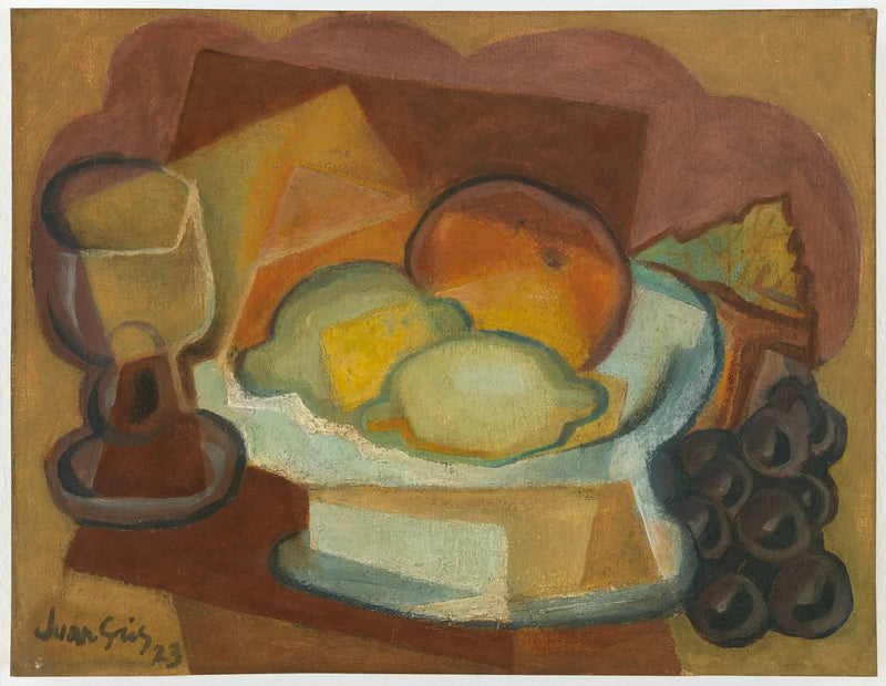 Kompotluk ve bardak (Meyve Tablosu - Limonlar) - Juan Gris