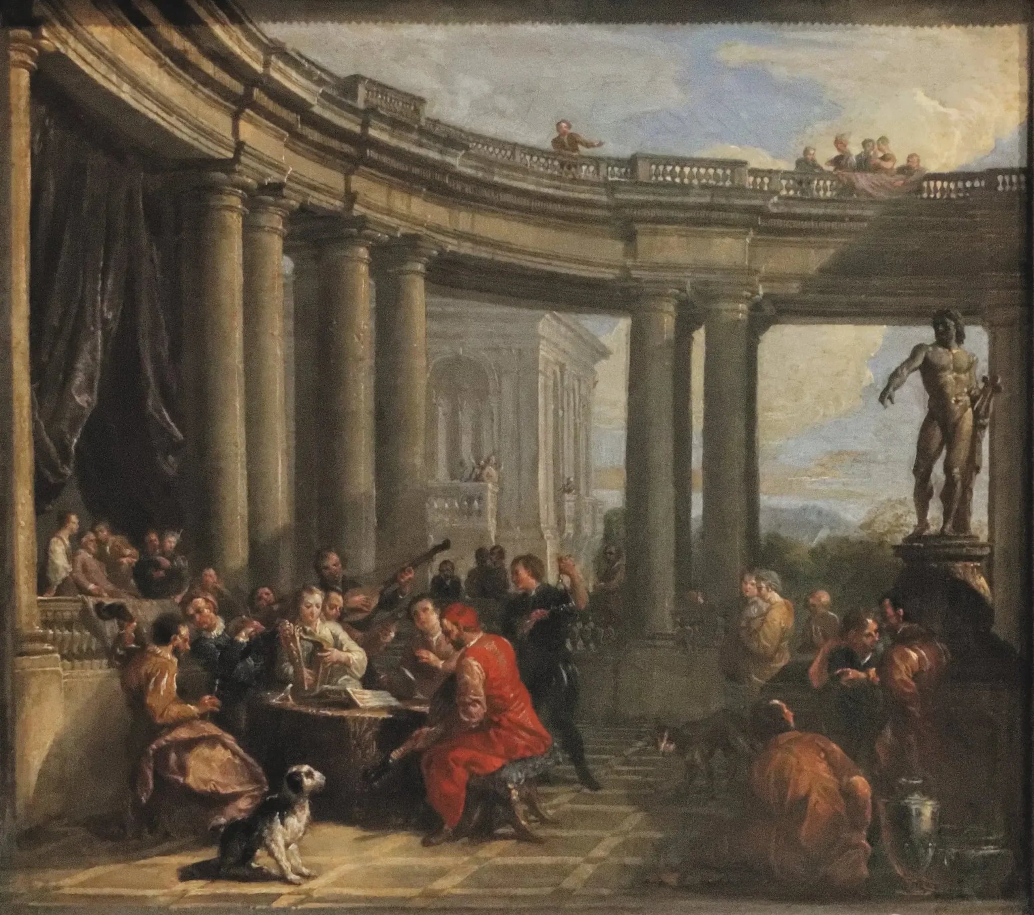 Concert donné dans l'intérieur d'une galerie circulaire d'ordre dorique - Giovanni Paolo Panini image 1 reproduction de peinture à l’huile