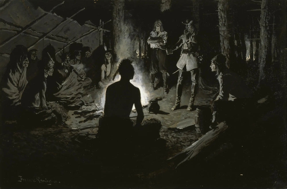 Conseil des explorateurs français avec les Indiens - Frederic Remington - Alpha Reproduction