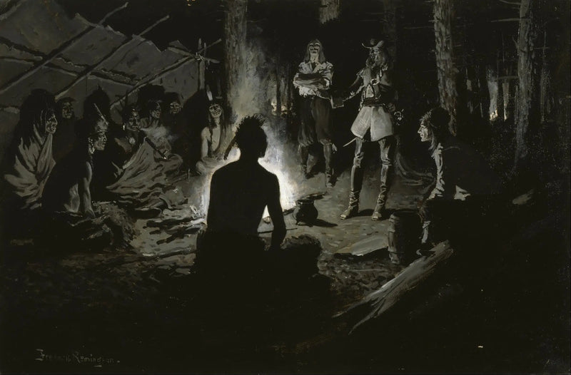 Fransız Kaşifler ve Kızılderililer Konseyi - Frederic Remington