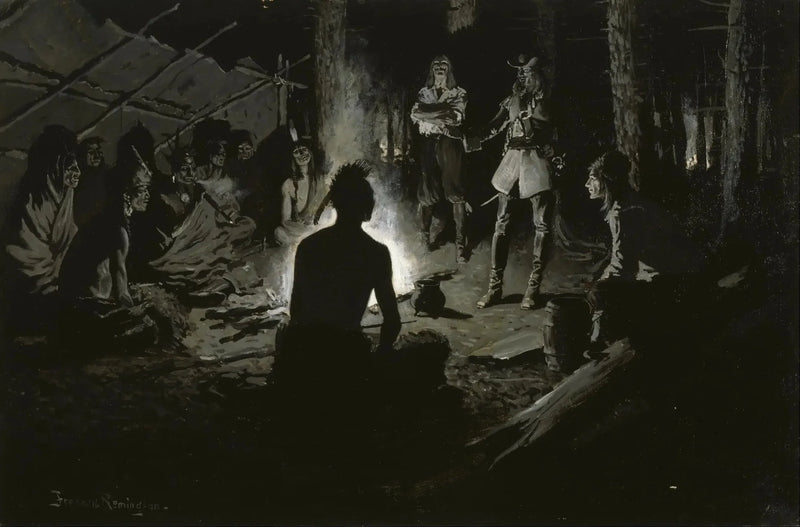 Fransız Kaşifler ve Kızılderililer Konseyi - Frederic Remington