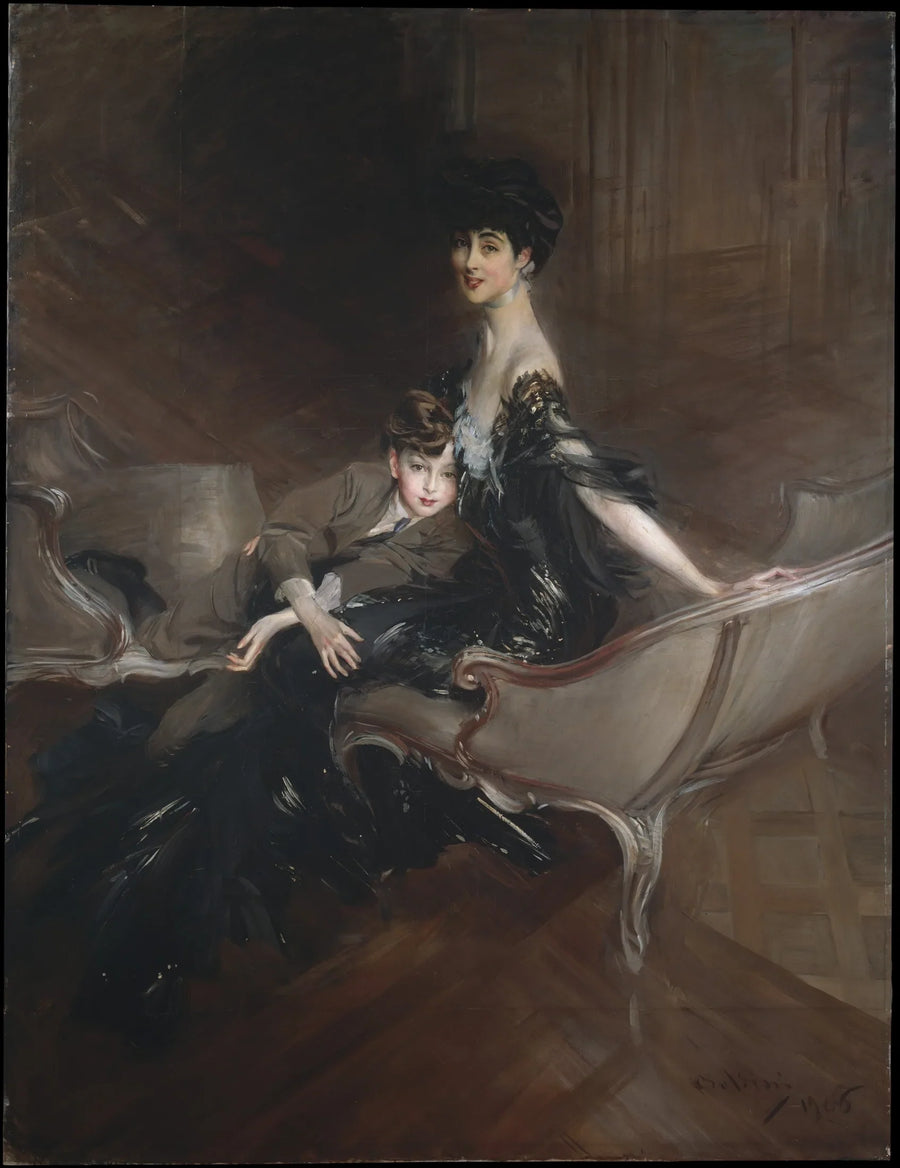 Consuelo Vanderbilt (1876–1964), Marlborough Düşesi, ve oğlu, Lord Ivor Spencer-Churchill (1898–1956) - Giovanni Boldini