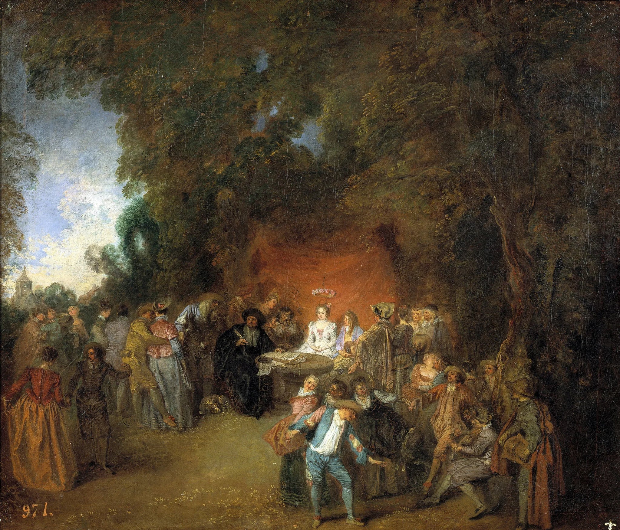 Contrat de mariage et danse traditionnelle - Antoine Watteau image 1 reproduction d’œuvre d’art à l’huile