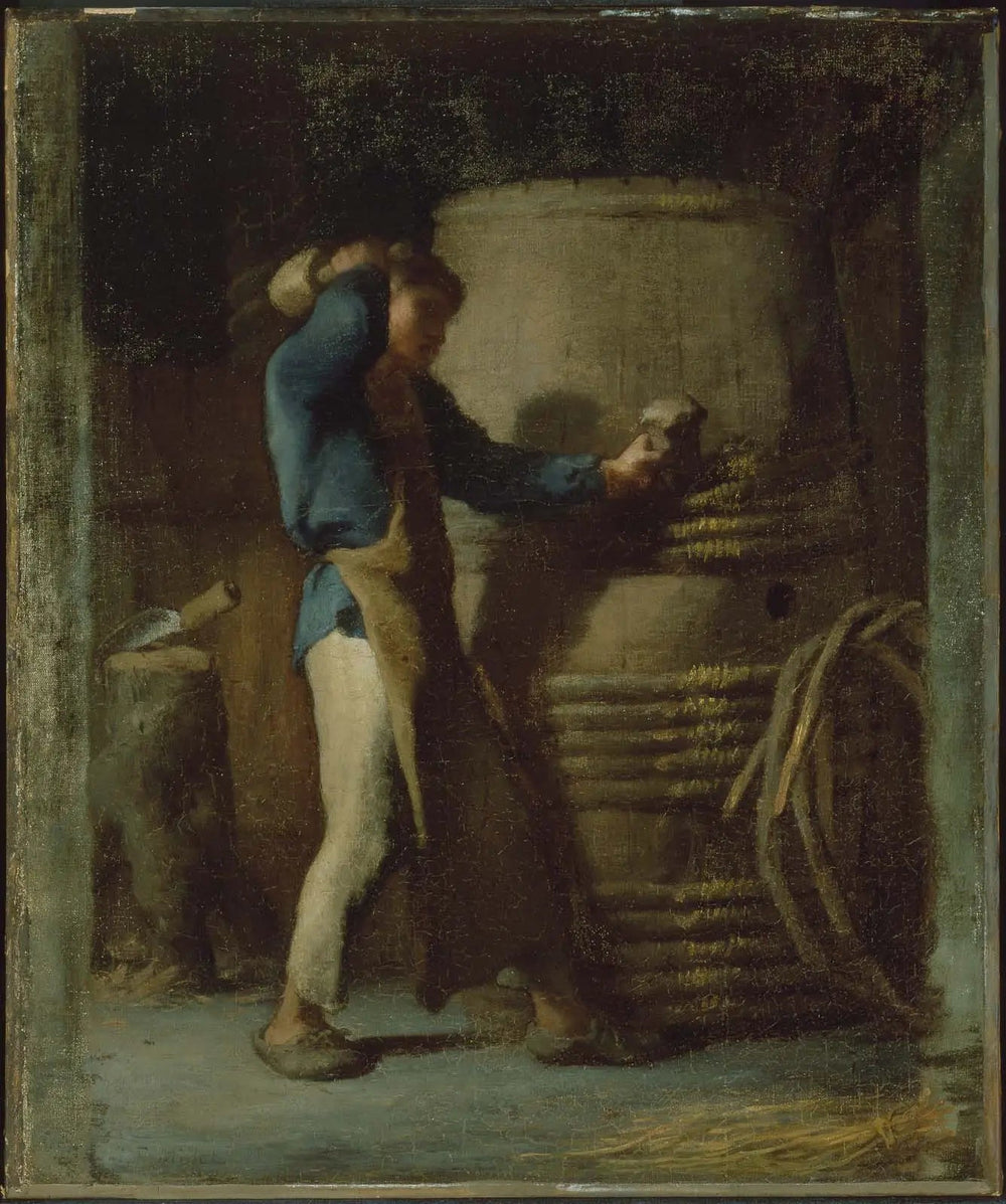 Cooper serrant les douelles d’un tonneau - Jean-François Millet - Alpha Reproduction