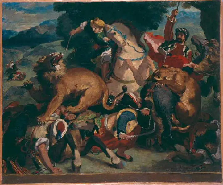Delacroix'nin 'Aslan Avı' tablosunun kopyası - Odilon Redon