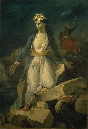 Delacroix - Odilon Redon 'Missolonghi'nin harabelerinde Yunanistan' tablosunun kopyası