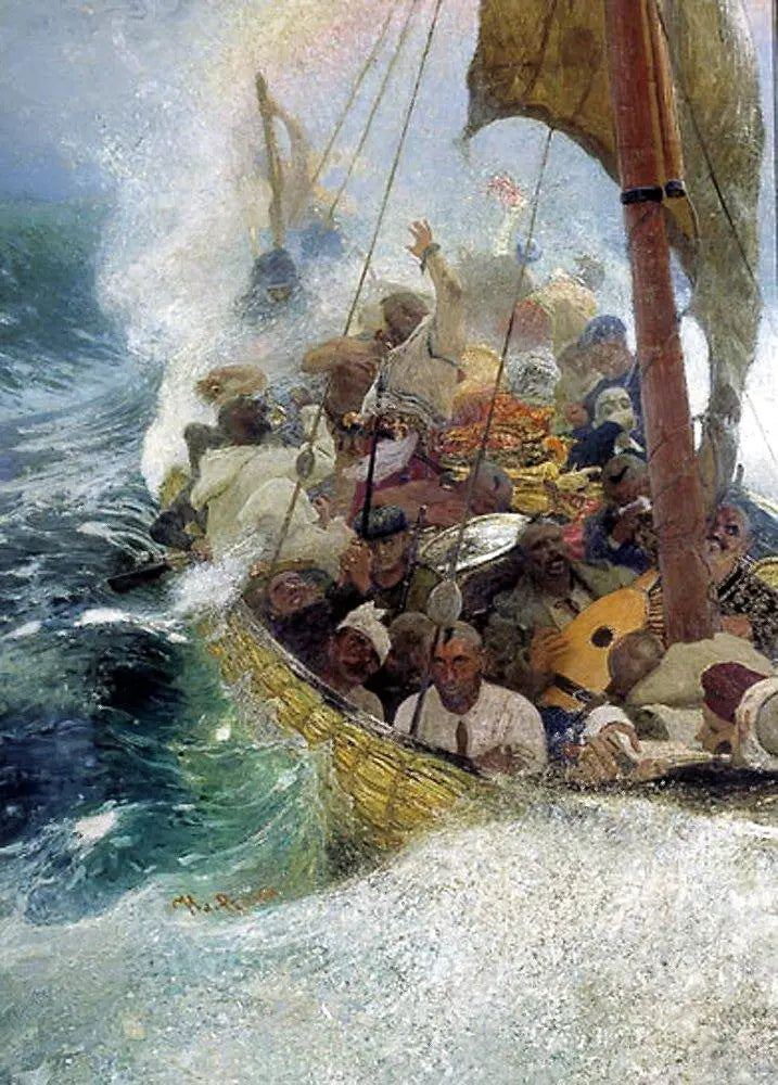 Kara Deniz'de Kazaklar. Fırtına sırasında bir chaika üzerinde Zaporojya Kazakları. - Ilya Repin