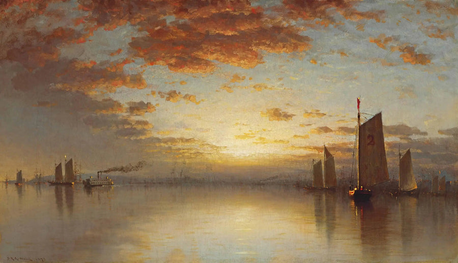 New York Körfezi'nde Gün Batımı - Sanford Robinson Gifford