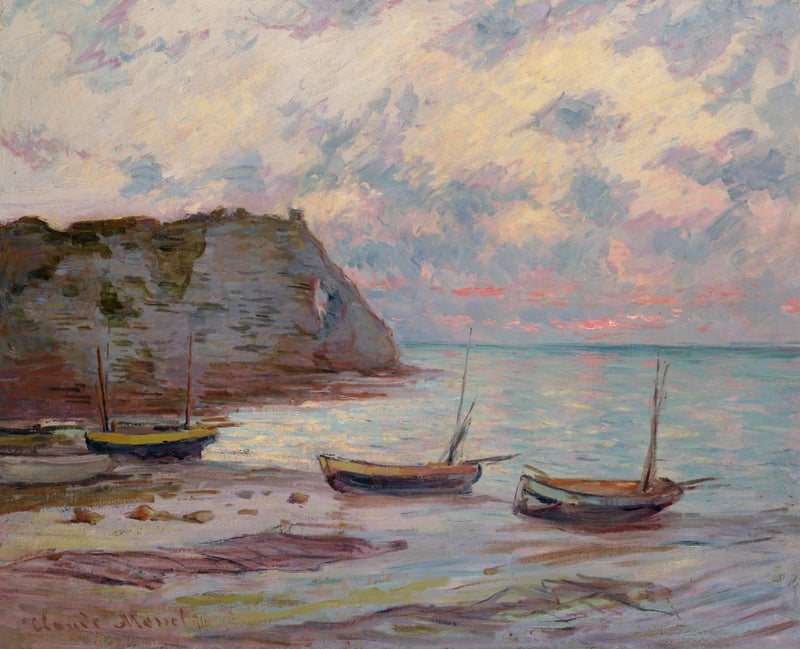 Étretat W1016'da gün batımı - Claude Monet