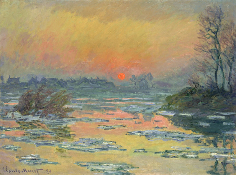 Seine Nehri üzerinde gün batımı, kış W574 - Claude Monet