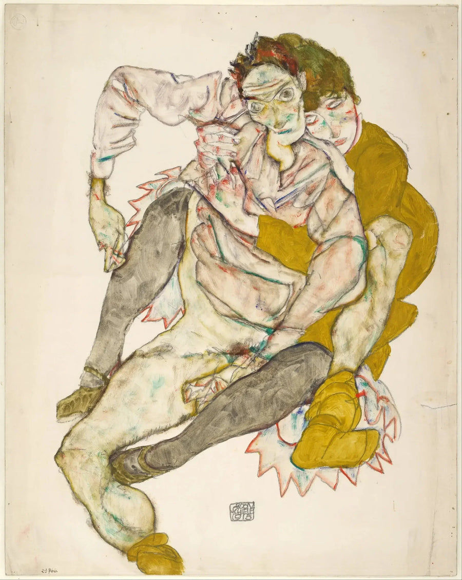 Oturan Çift - Egon Schiele