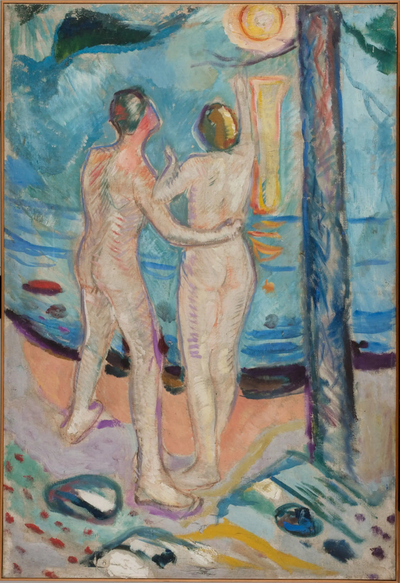 Plajda çıplak çift - Edvard Munch