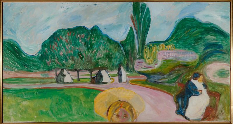 Parkta öpüşen çiftler (Frise Linde) - Edvard Munch