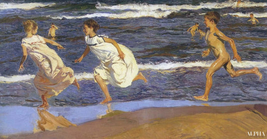 Courir le long de la plage - Sorolla - Reproductions de tableaux et peintures haut de gamme