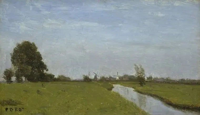 Hollanda'da Bir Akarsu. Ova - Jean-Baptiste Camille Corot
