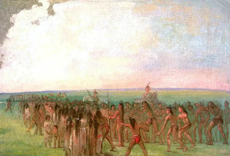 Mandan Köyü Arkasında Koşu - George Catlin