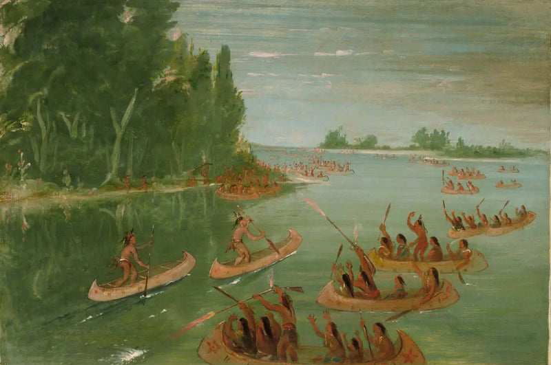 Sault Ste. Marie yakınlarında kano yarışı - George Catlin
