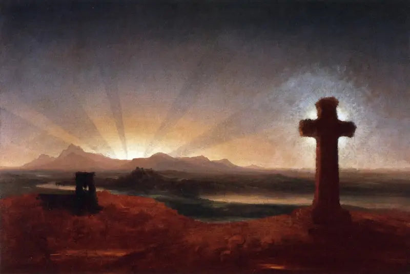 Gün Batımında Haç - Thomas Cole