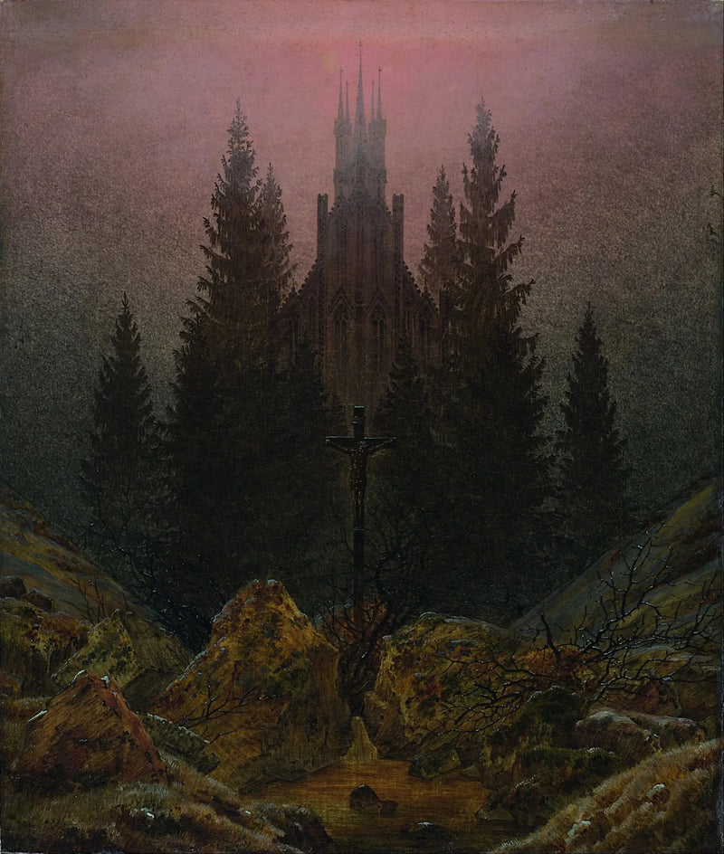Dağdaki Haç ve Katedral - Caspar David Friedrich