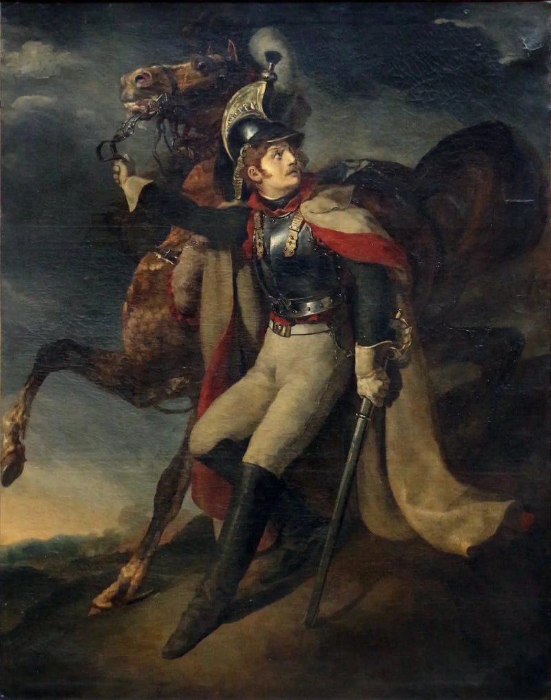 Ateşten ayrılan yaralı zırhlı süvari - Théodore Géricault