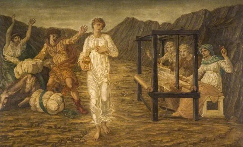 Cupidon ve Psyche - Saraydaki Yeşil Duvar Resimleri - Edward Burne-Jones