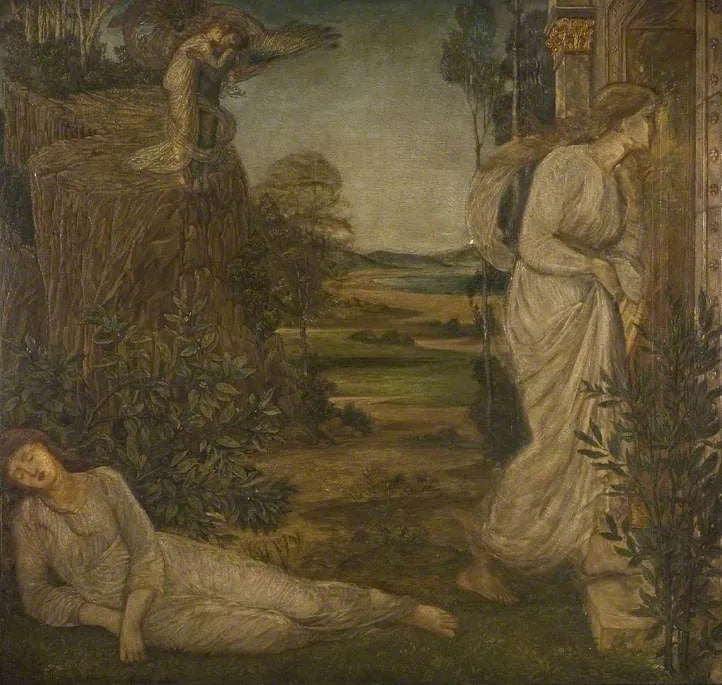 Cupidon ve Psyche - Saray Yeşil Duvar Resimleri - Edward Burne-Jones