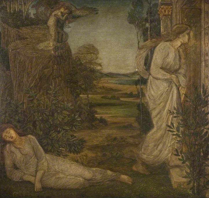 Cupidon ve Psyche - Saray Yeşil Duvar Resimleri - Edward Burne-Jones
