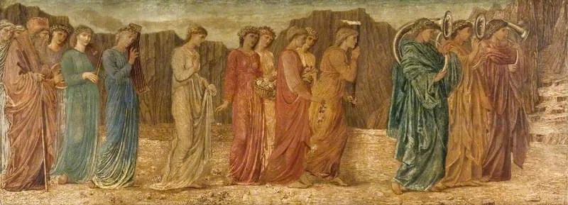 Cupidon ve Psyche - Saray Yeşil Duvar Resimleri - Edward Burne-Jones