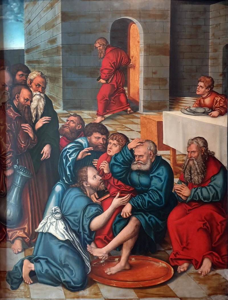 Tutku Döngüsü: İsa'nın havarilerin ayaklarını yıkaması - Lucas Cranach the Elder