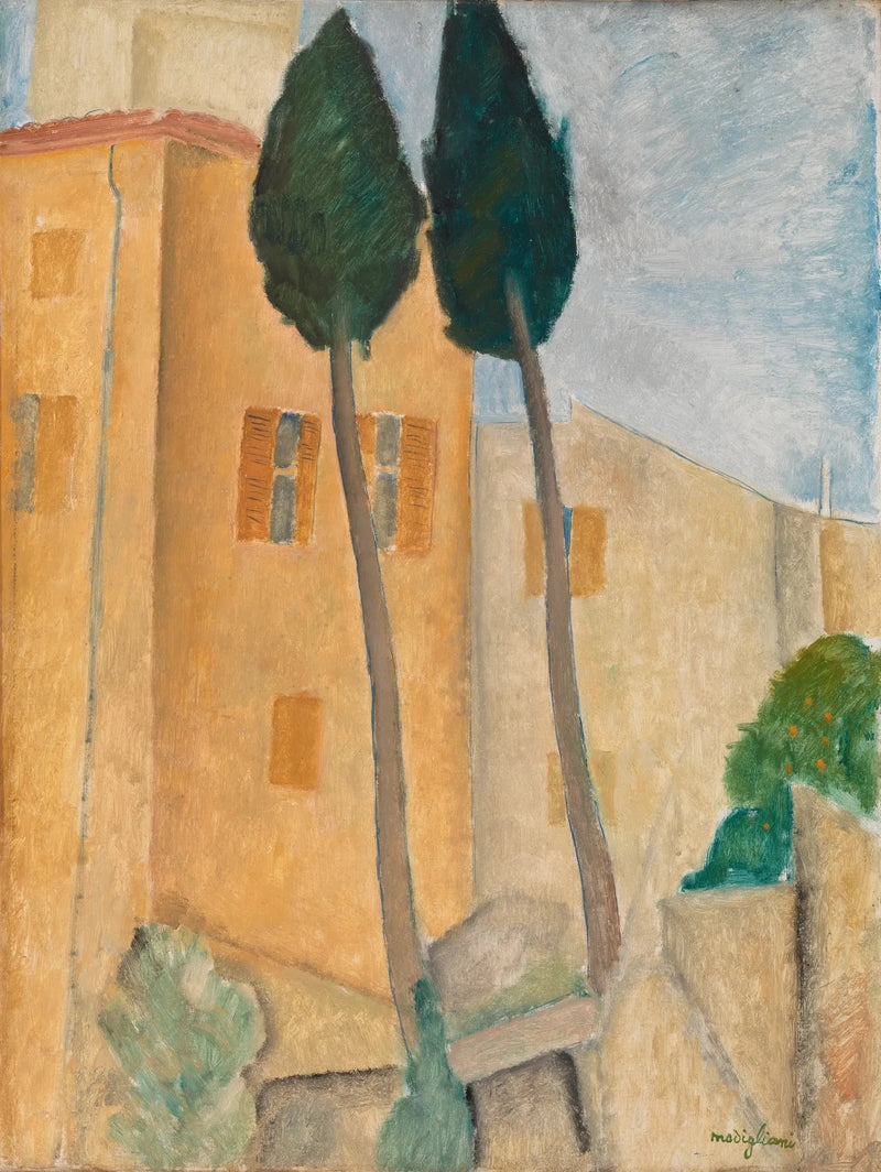 Cagnes'deki Sedirler ve Evler - Amedeo Modigliani