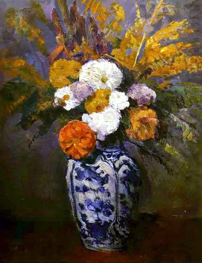 Büyük Delft vazoda Kasımpatılar - Paul Cézanne