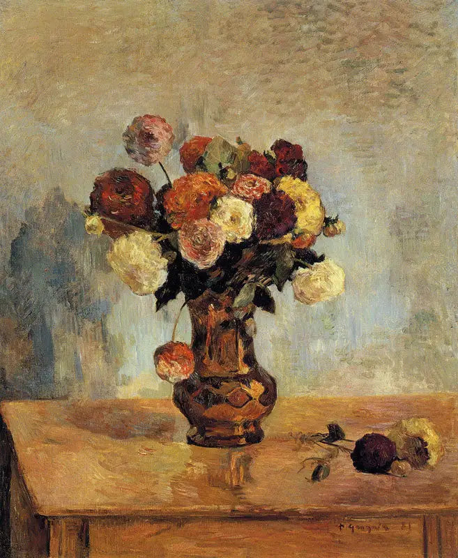 Bakır vazoda Dahliyalar - Paul Gauguin