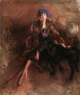 Siyah bir av köpeğiyle kadın - Giovanni Boldini