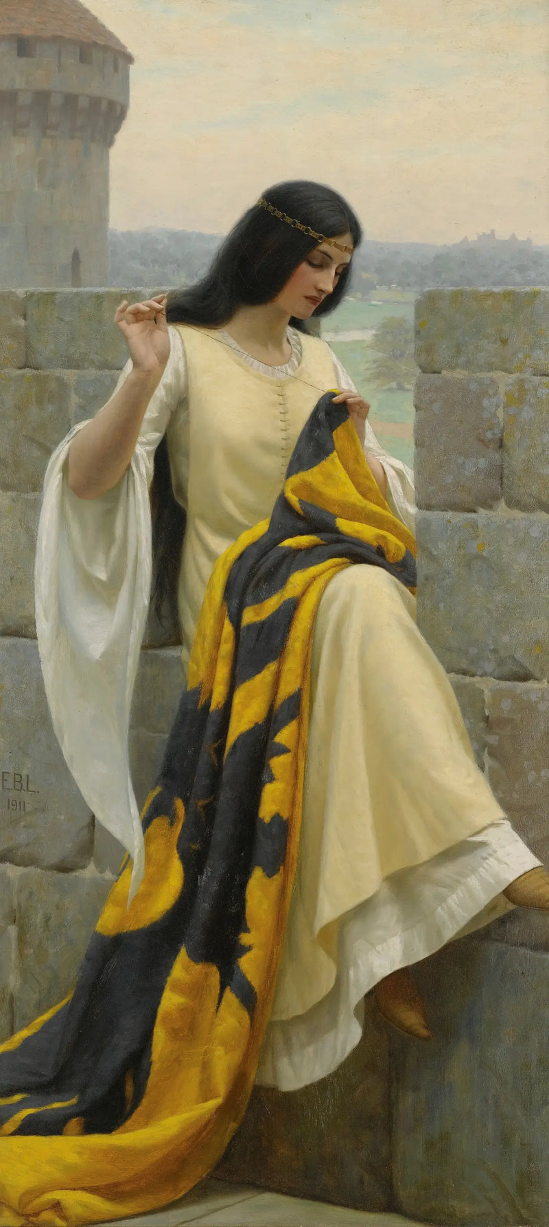 Kadın Bayrağı İşleyen - Edmund Blair Leighton