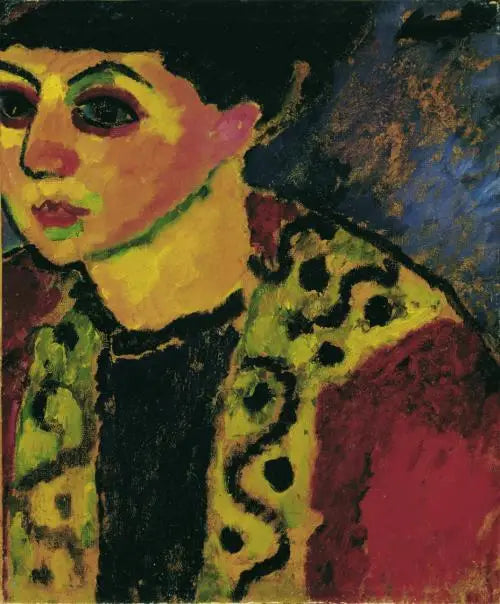 Mavi arka plan önünde kadın - Alexej von Jawlensky