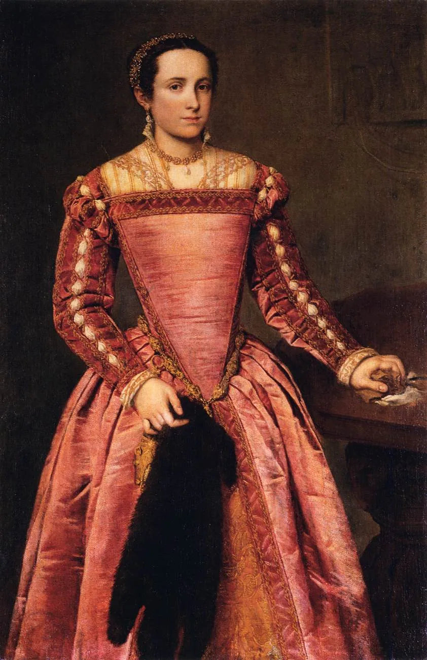 Kırmızı Elbise Giymiş Kadın - Giovanni Battista Moroni