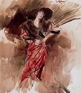 Kırmızı Elbise Giysi - Giovanni Boldini
