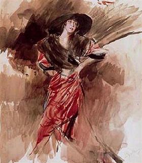 Kırmızı Elbise Giysi - Giovanni Boldini