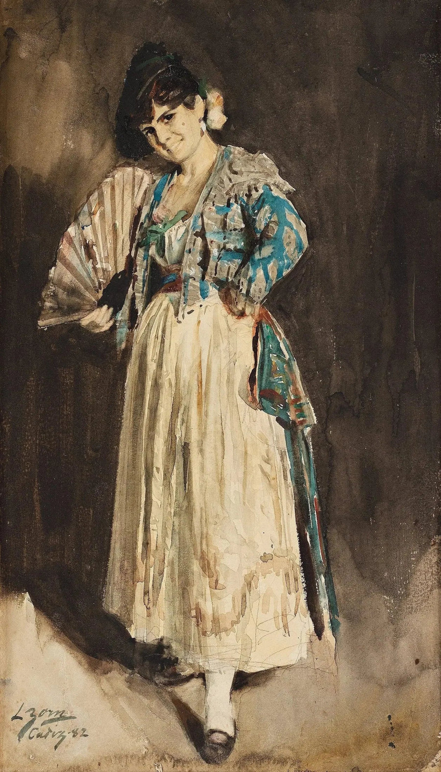 İspanyol kadın siyah bereli - Anders Zorn