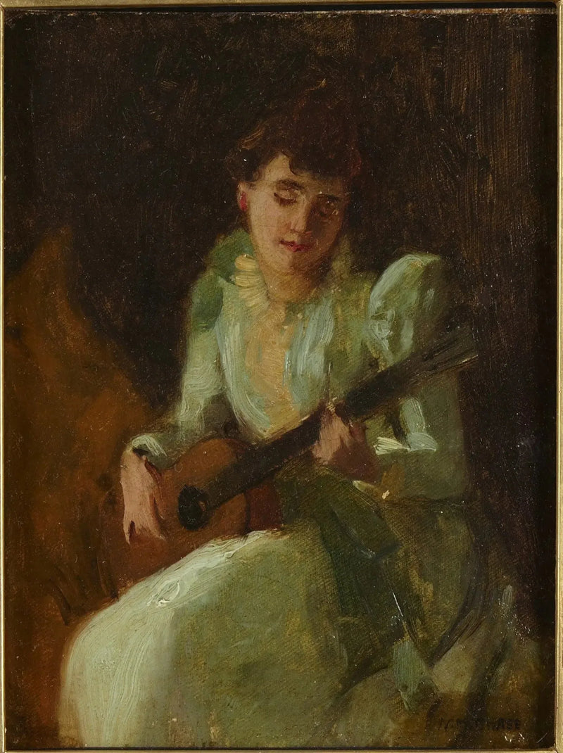 Kadın Gitar Çalarken - William Merritt Chase
