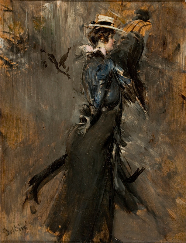 Dame portant un chapeau de paille (Promenade matinale) - Giovanni Boldini