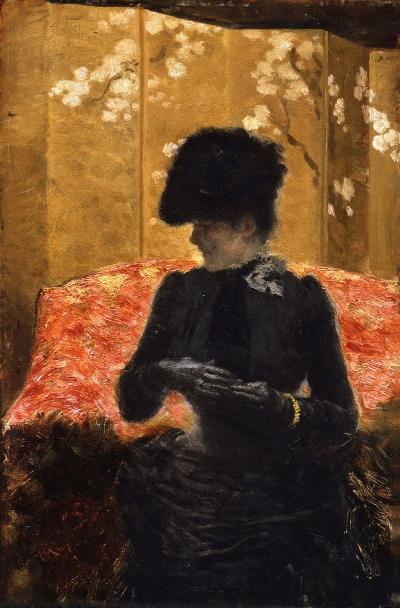 Kırmızı Kanepe Üzerinde Kadın - Giuseppe De Nittis
