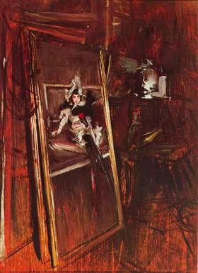 Ressamın atölyesinde genç kızla birlikte Errazuriz - Giovanni Boldini