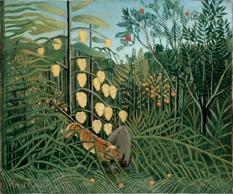 Tropikal Ormanda - Bir Kaplan ve Bir Boğa Dövüşü - Henri Rousseau