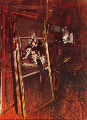 Ressamın atölyesinde genç kızla birlikte Errazuriz - Giovanni Boldini