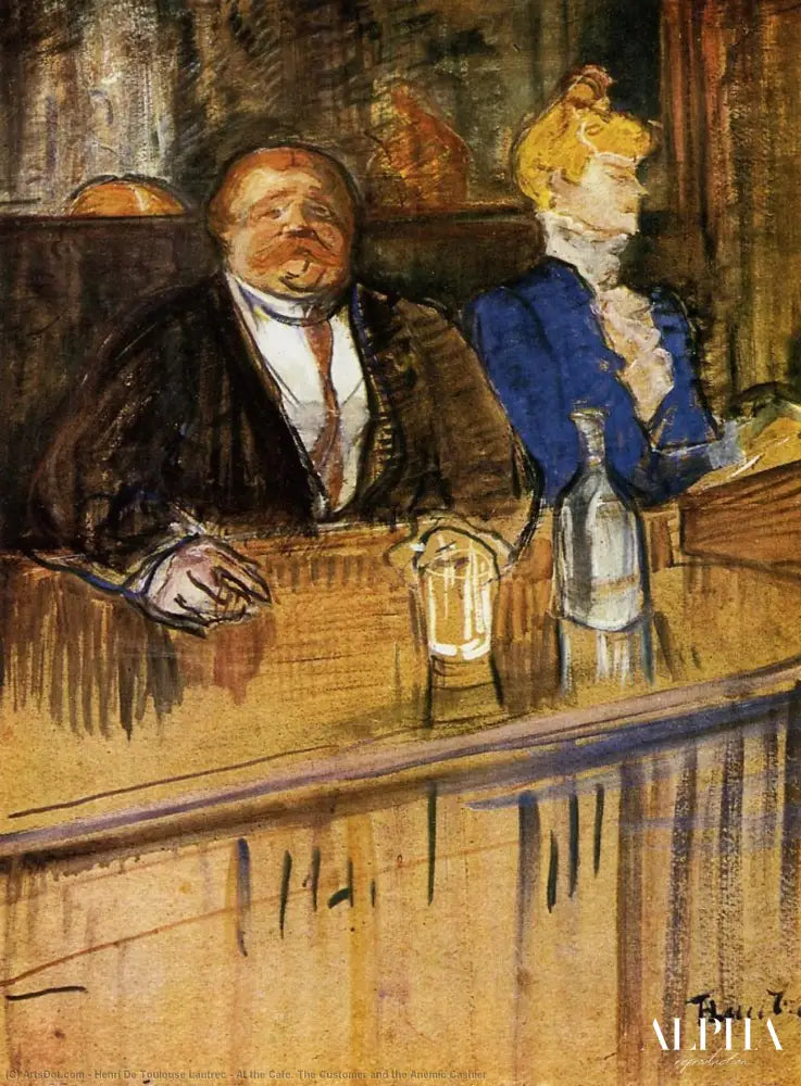 Dans le bar, le gros propriétaire et la caissière anémique - Toulouse Lautrec - Reproductions de tableaux et peintures haut de gamme