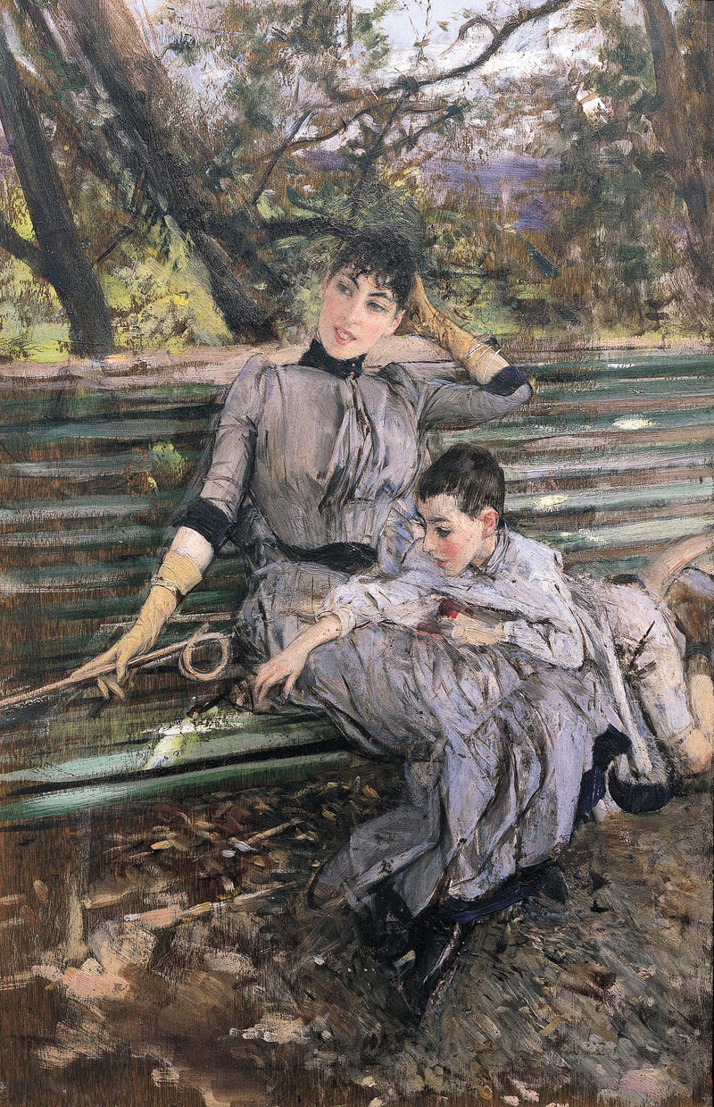 Bahçede. Alaide ve Ottavio Banti - Giovanni Boldini